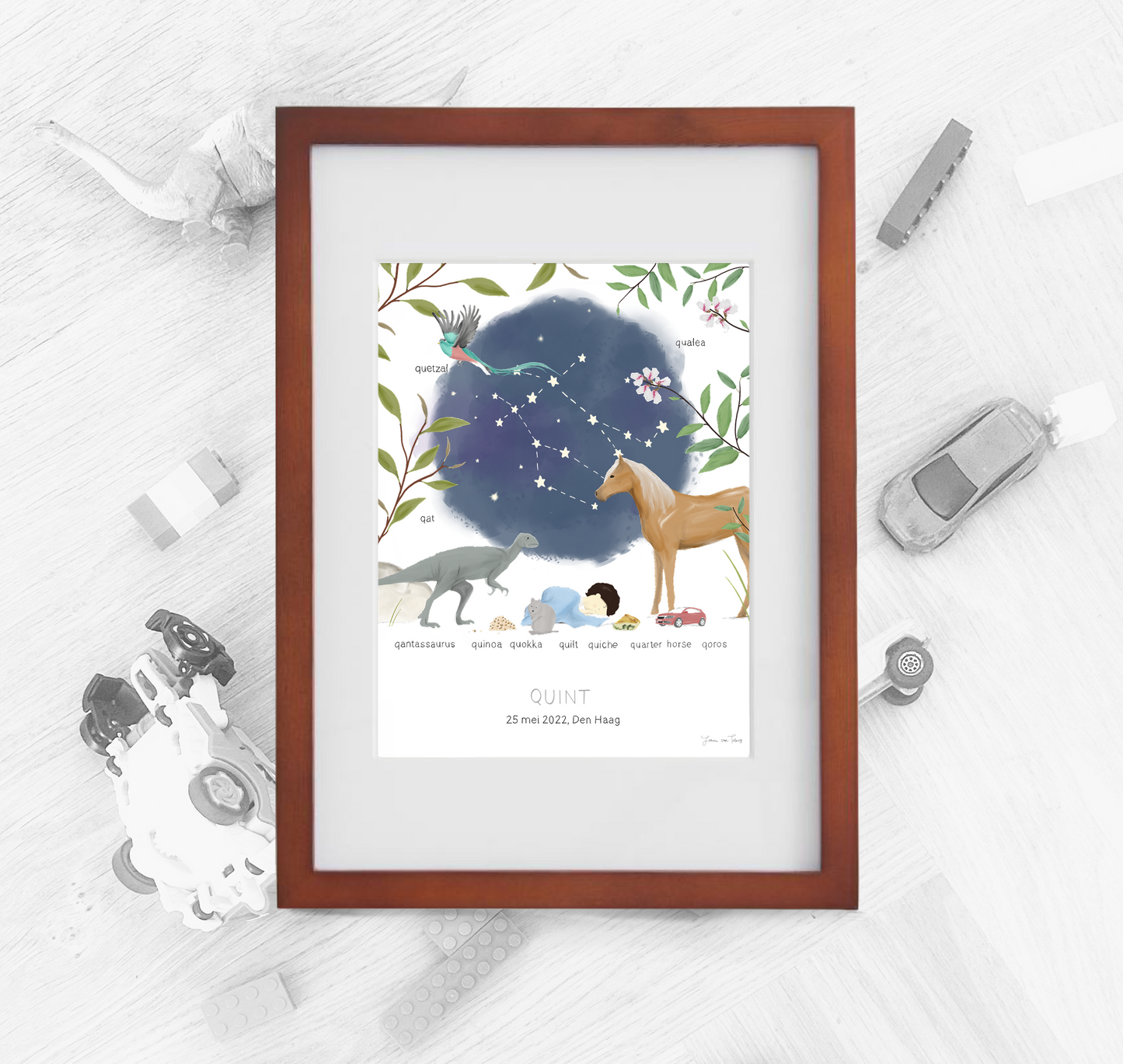 Q - Things with love geboorteposter