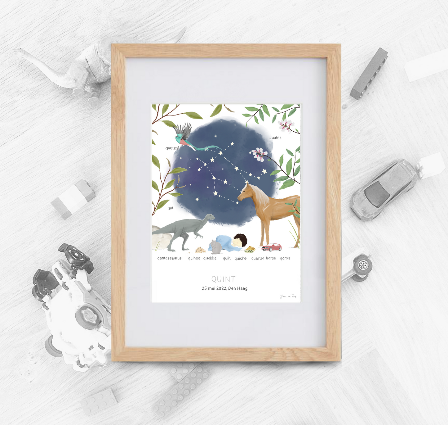 Q - Things with love geboorteposter