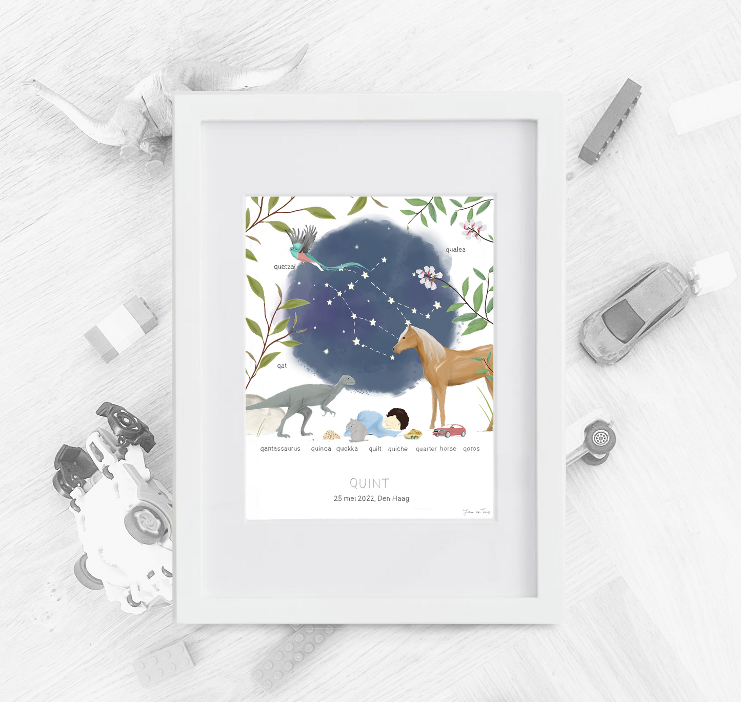 Q - Things with love geboorteposter