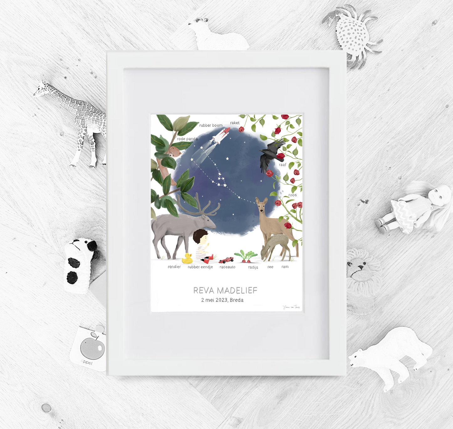 R - Things with love geboorteposter