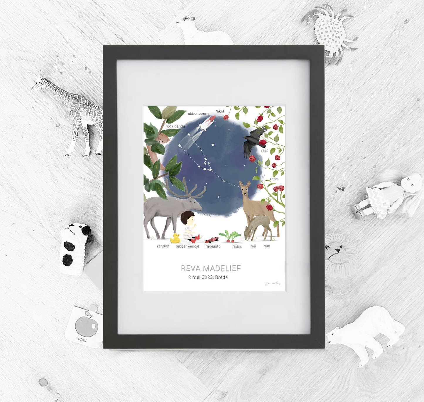 R - Things with love geboorteposter