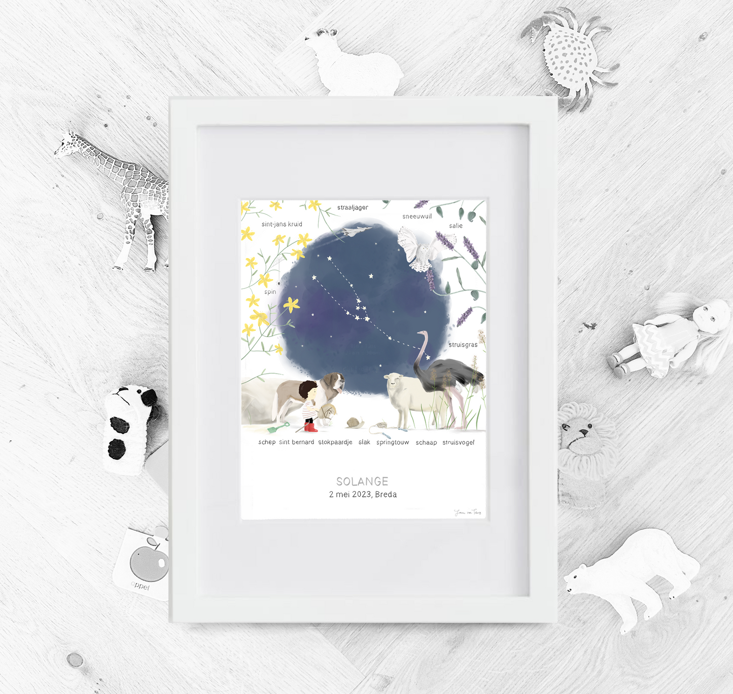 S - Things with love geboorteposter